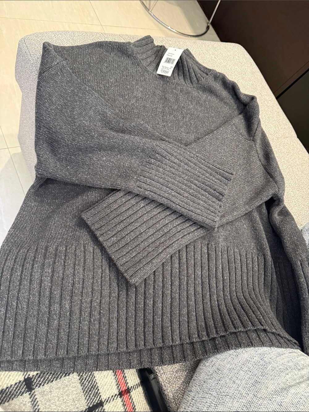 Dark Gray Ribbed Knit Sweater by BARBOUR